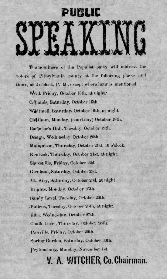 1896 Presidential Election Handbill