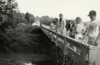 Students at Cane Creek bridge