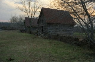 Shops along stone wall