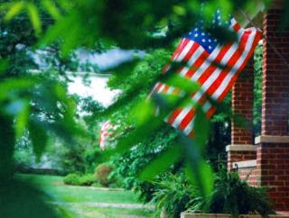 Flags on the south side of Whittle Street